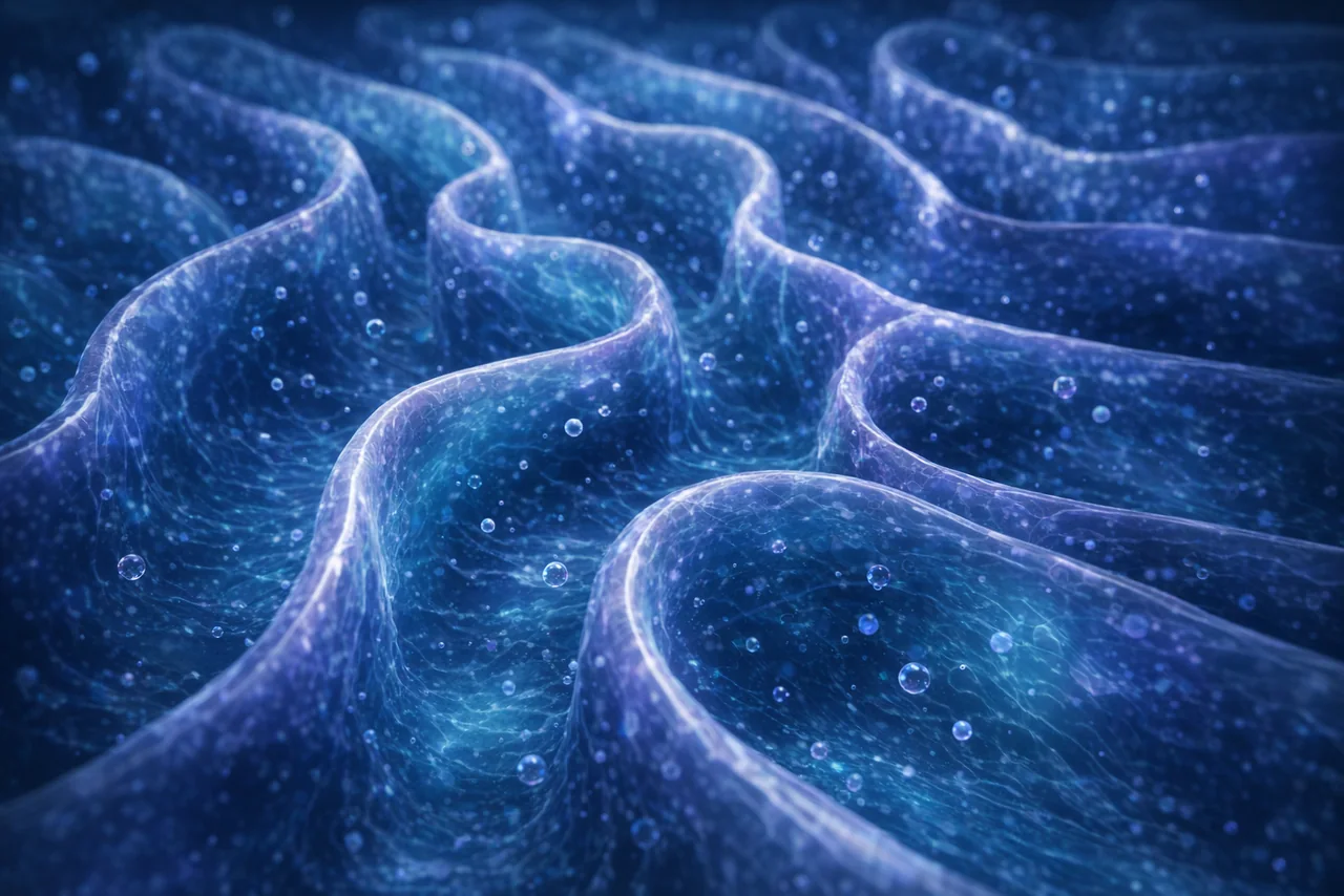 Conceptual close view of the folded inner membrane of a mitochondrion